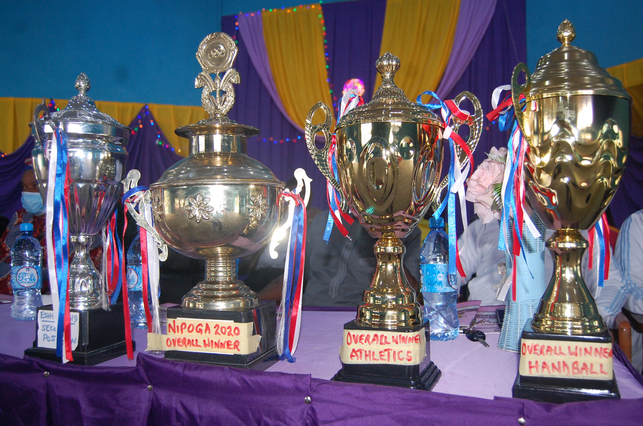 Some of the trophies won at the events on display during the ceremony