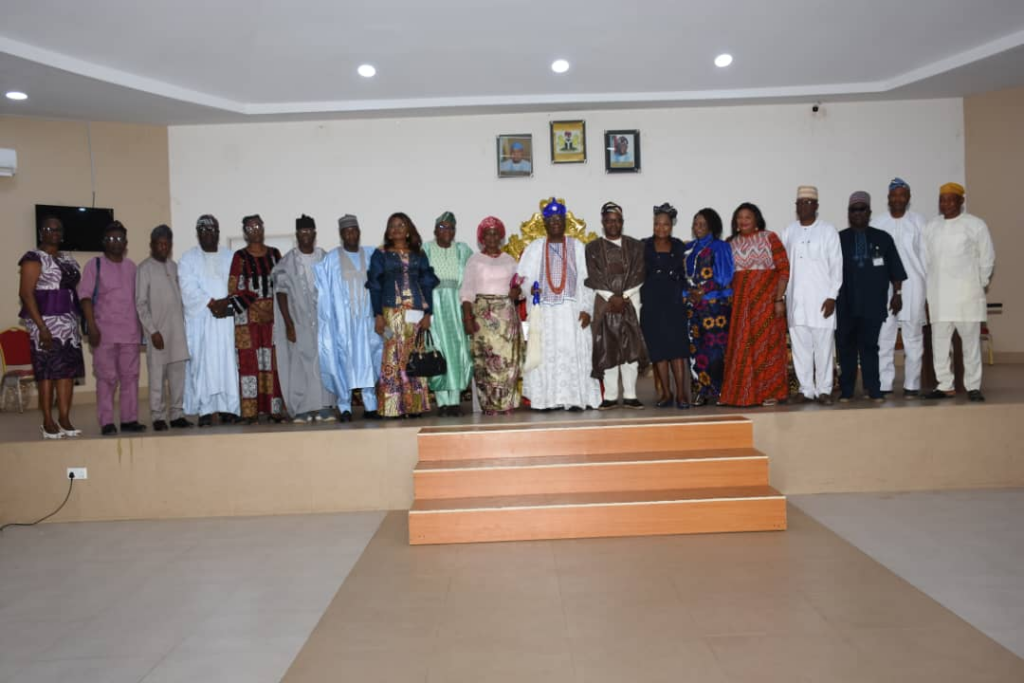 The council members in a group photograph with the Ewi in Council during the visit to the Ewi of Ado Ekiti